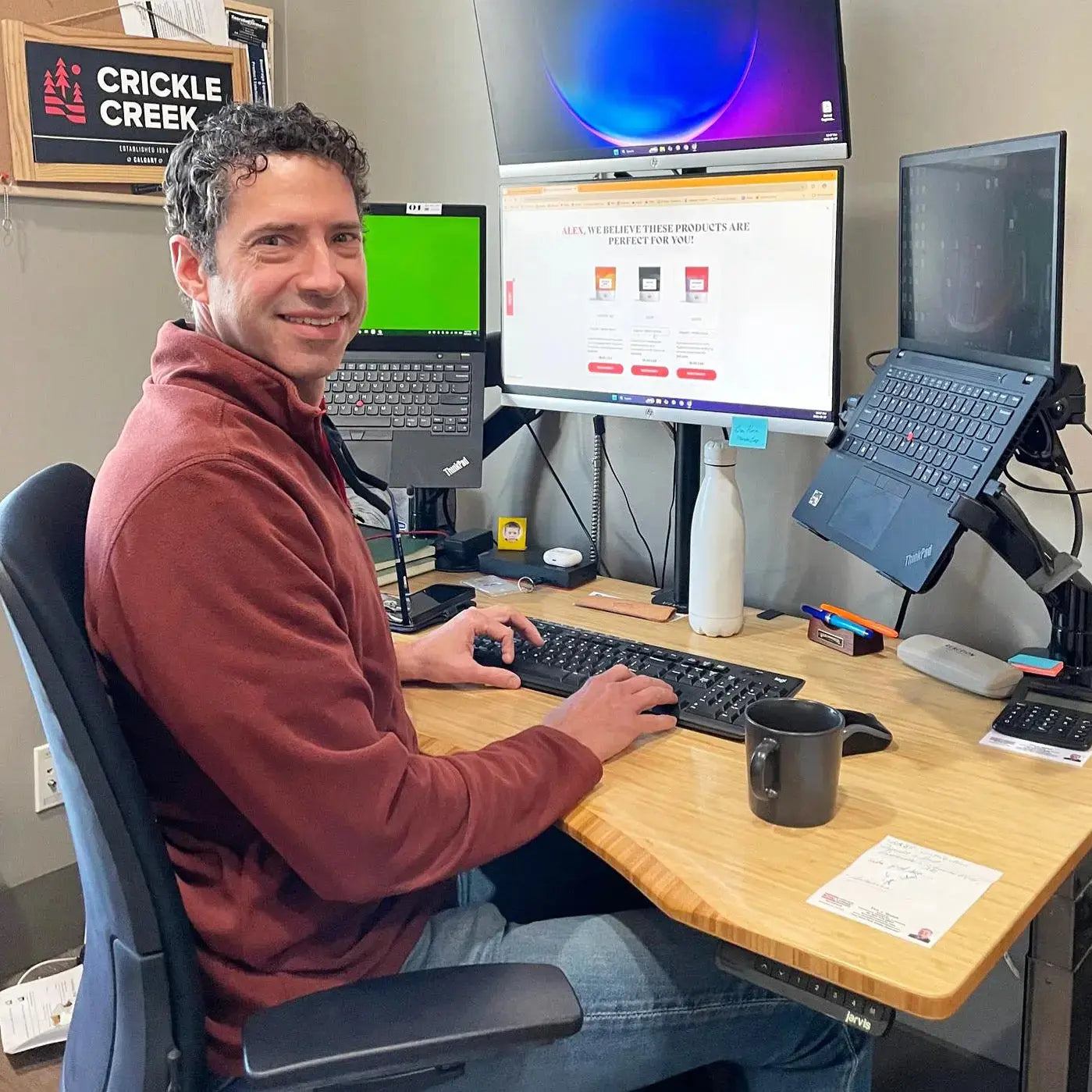 Photo of Alejandro in Crickle Creek Coffee office