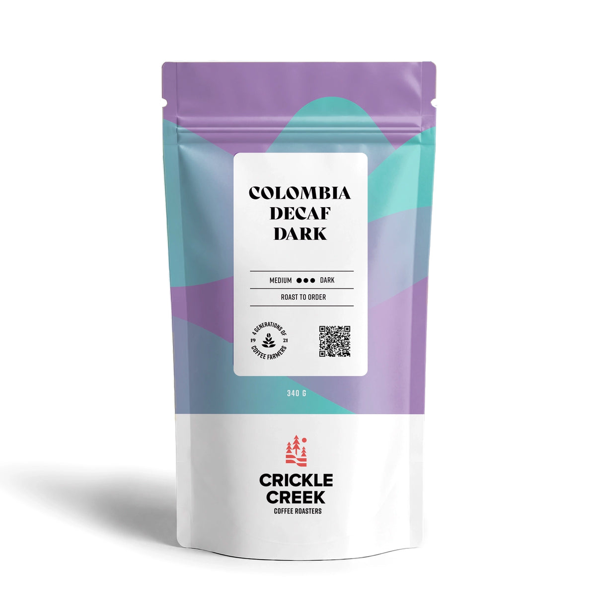 Crickle Creek Coffee Roasters Colombia decaf Specialty coffee beans dark roast, 340 g bag
