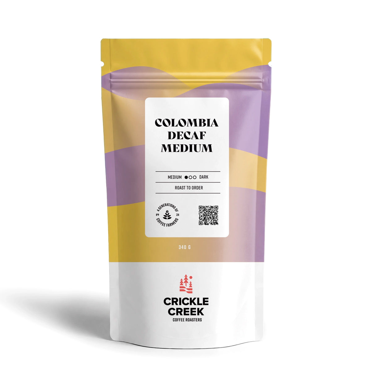 Crickle Creek Coffee Roasters Colomnbia decaf Specialty coffee beans medium roast, 340 g bag