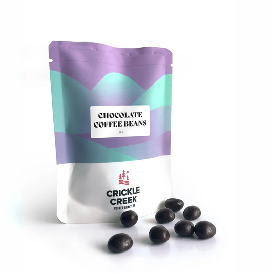 Chocolate covered coffee beans by Crickle Creek Coffee