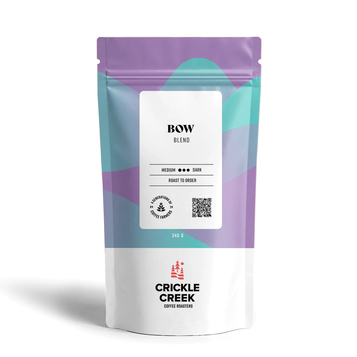 Crickle Creek Coffee Roasters Bow Specialty coffee beans blend dark roast, 340 g bag