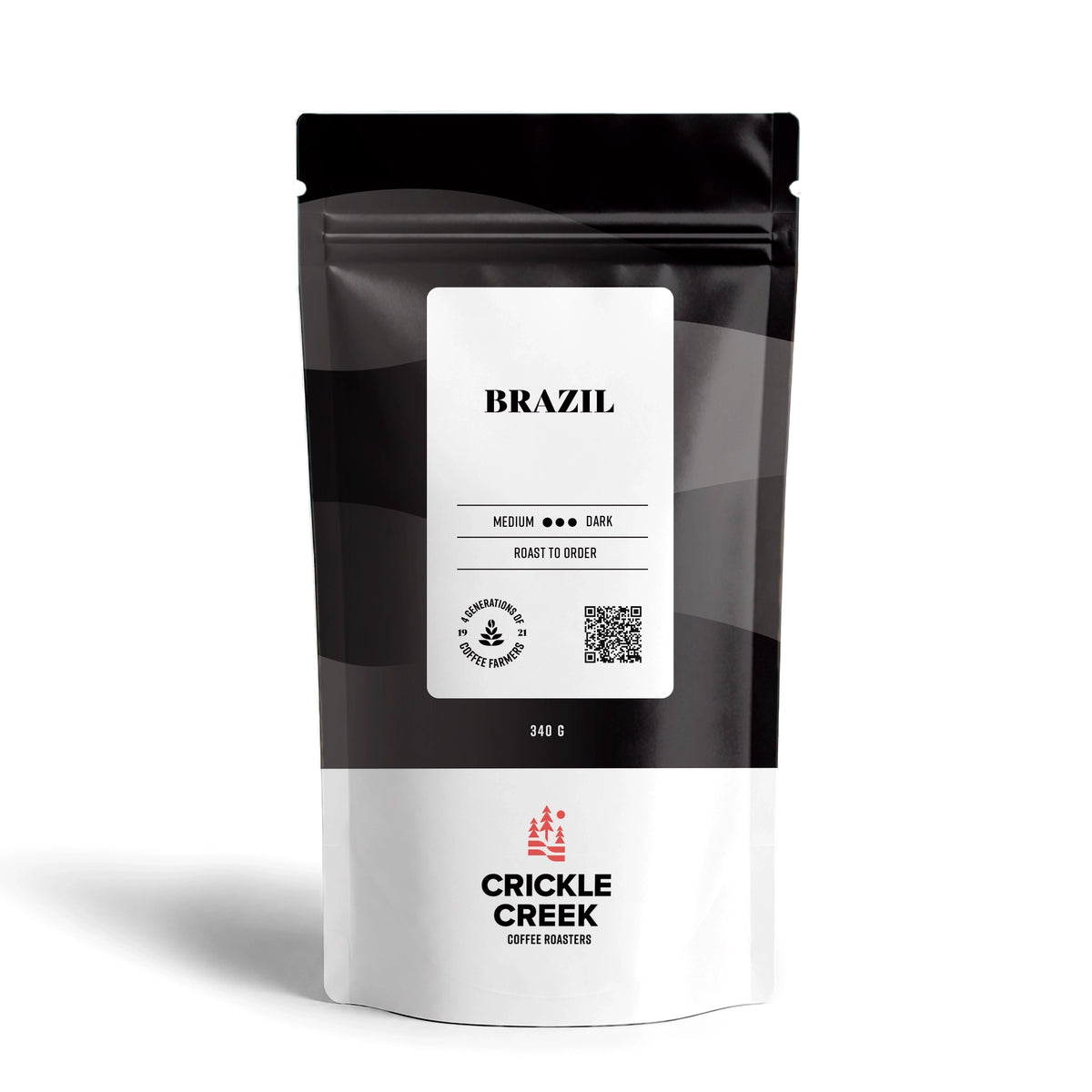 Crickle Creek Coffee Roasters Brazil Specialty coffee beans dark roast, 340 g bag