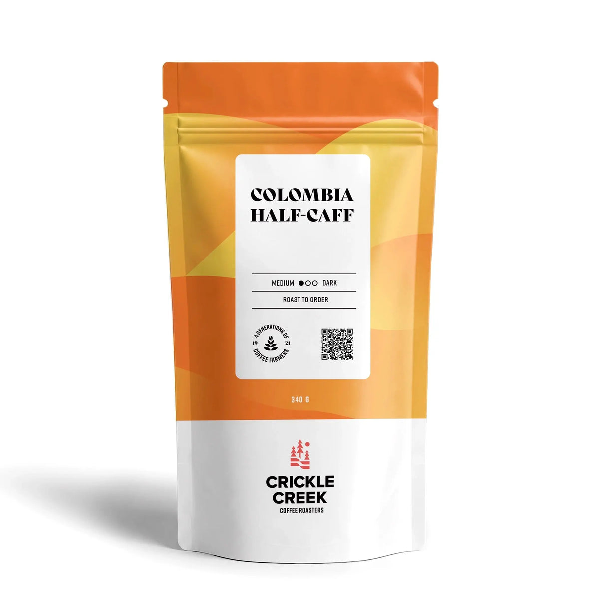 Crickle Creek Coffee Roasters Colombia Half Caff Specialty coffee beans medium roast, 340 g bag