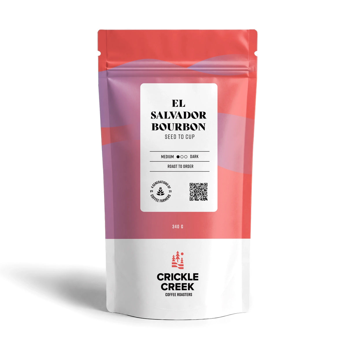 Crickle Creek Coffee Roasters el salvador medium roast coffee beans blend, 340 g bag