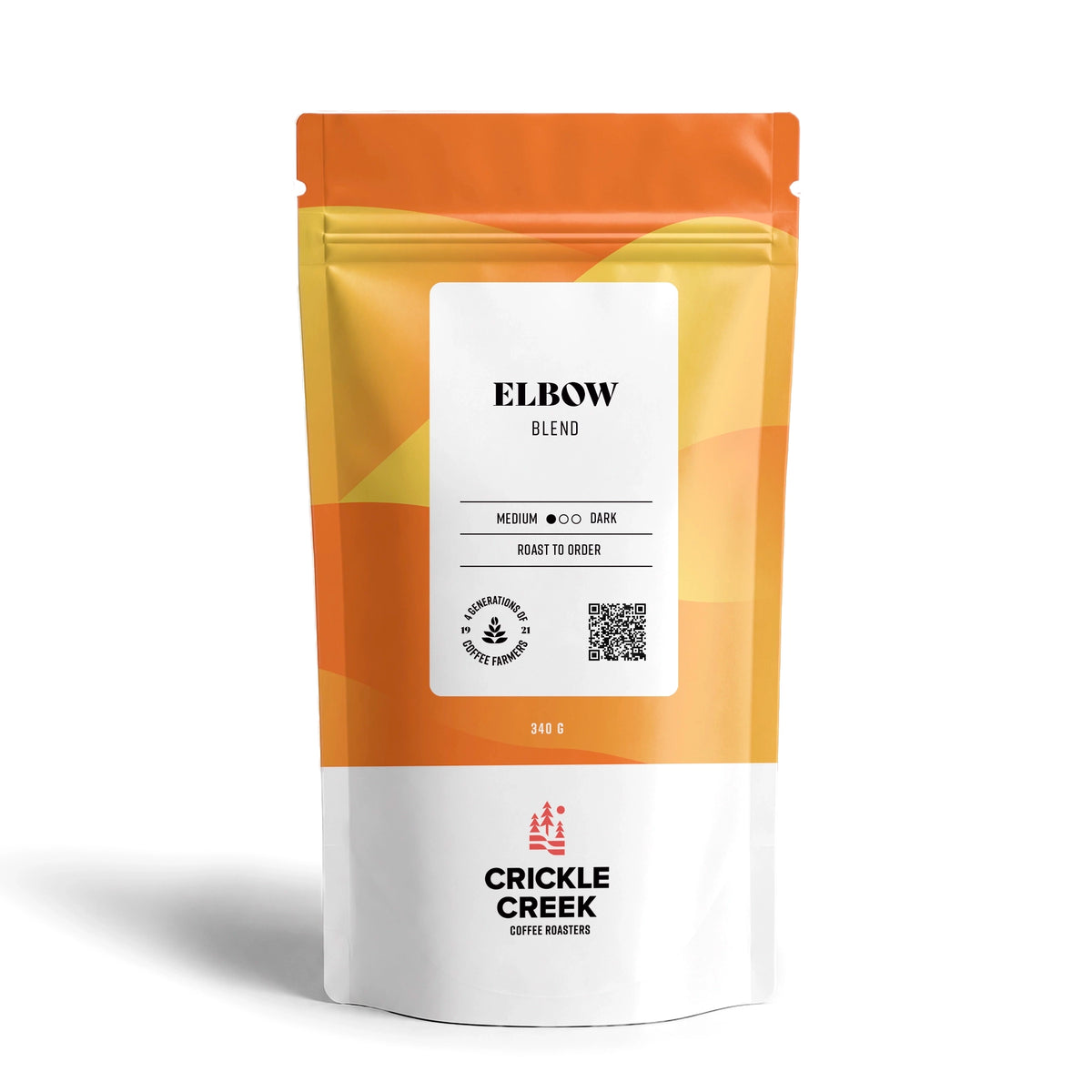 Crickle Creek Coffee Roasters Elbow Specialty coffee beans blend medium roast, 340 g bag