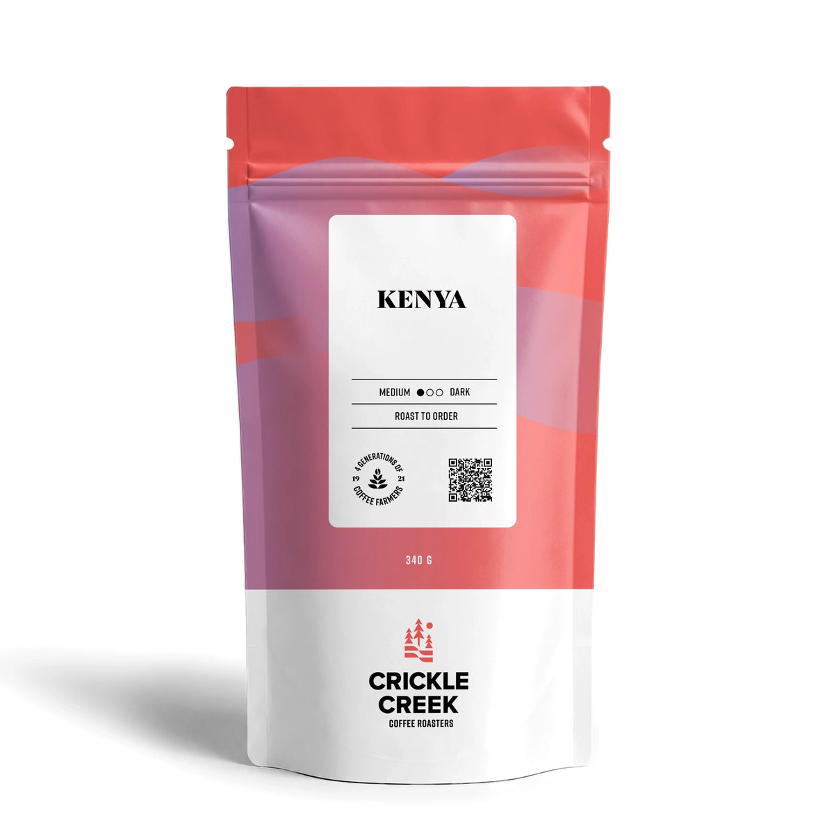 Crickle Creek Coffee Roasters Kenya Specialty coffee beans blend medium roast, 340 g bag
