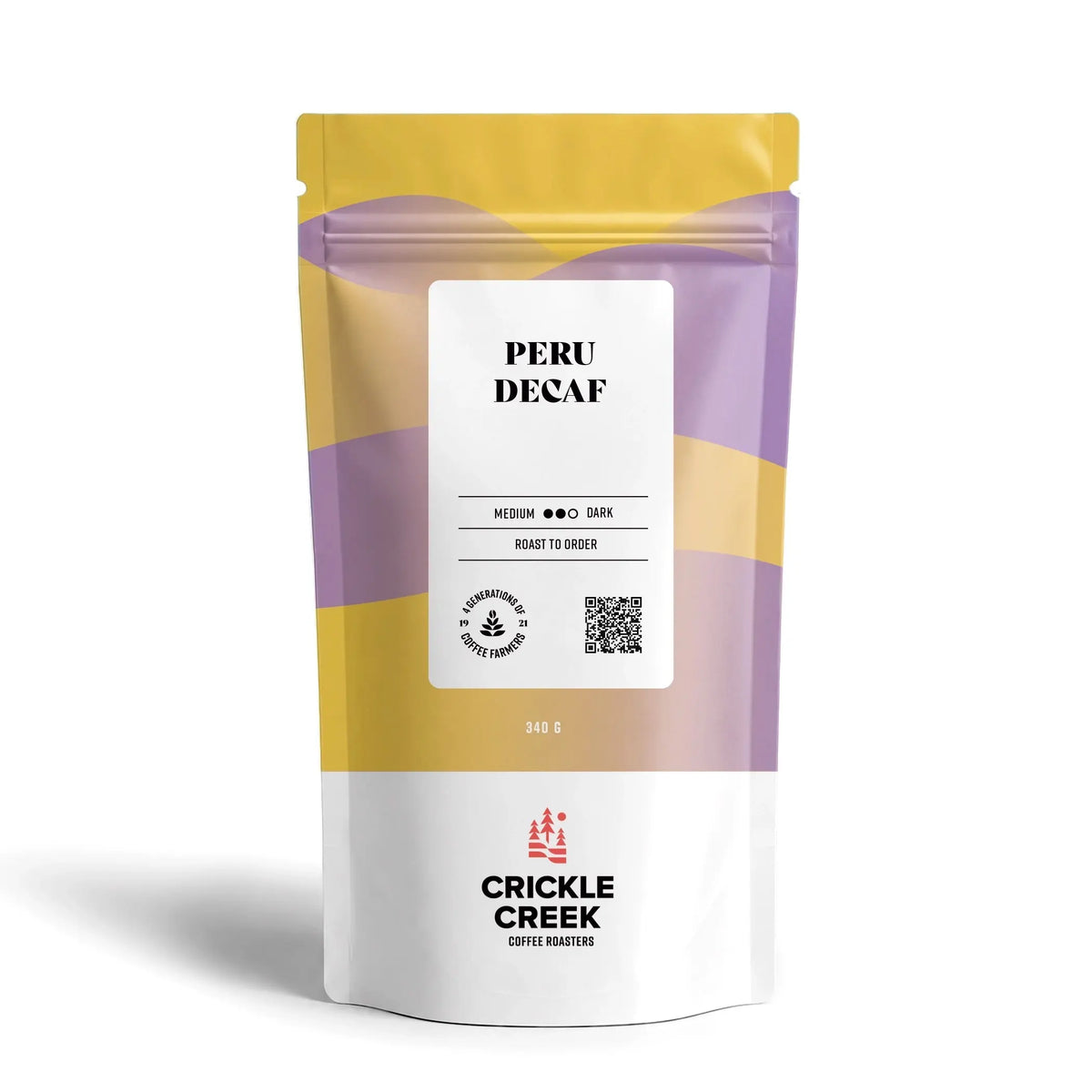 Crickle Creek Coffee Roasters Peru decaf Specialty coffee beans medium  dark roast, 340 g bag
