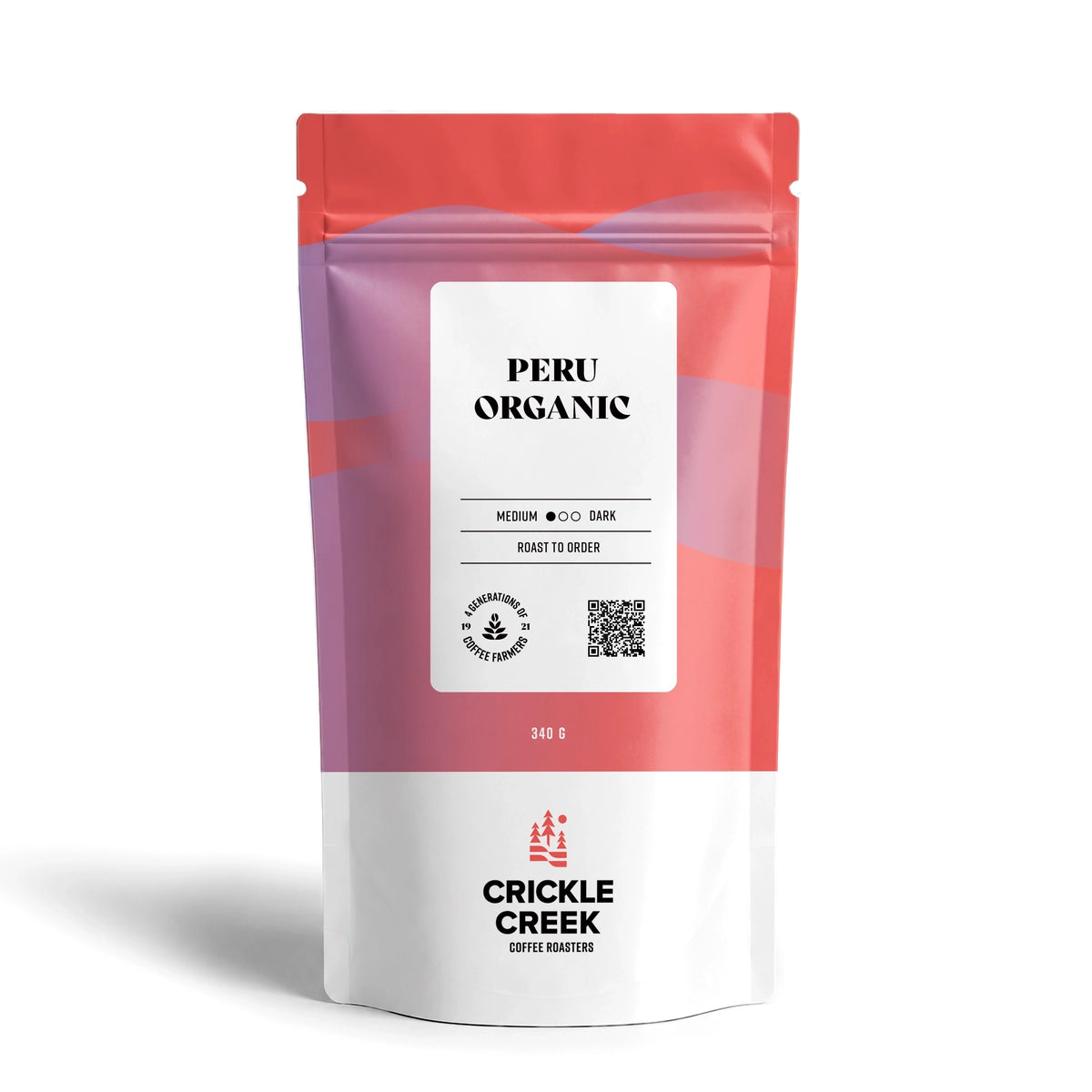 Crickle Creek Coffee Roasters Peru Organic Specialty coffee beans medium roast, 340 g bag