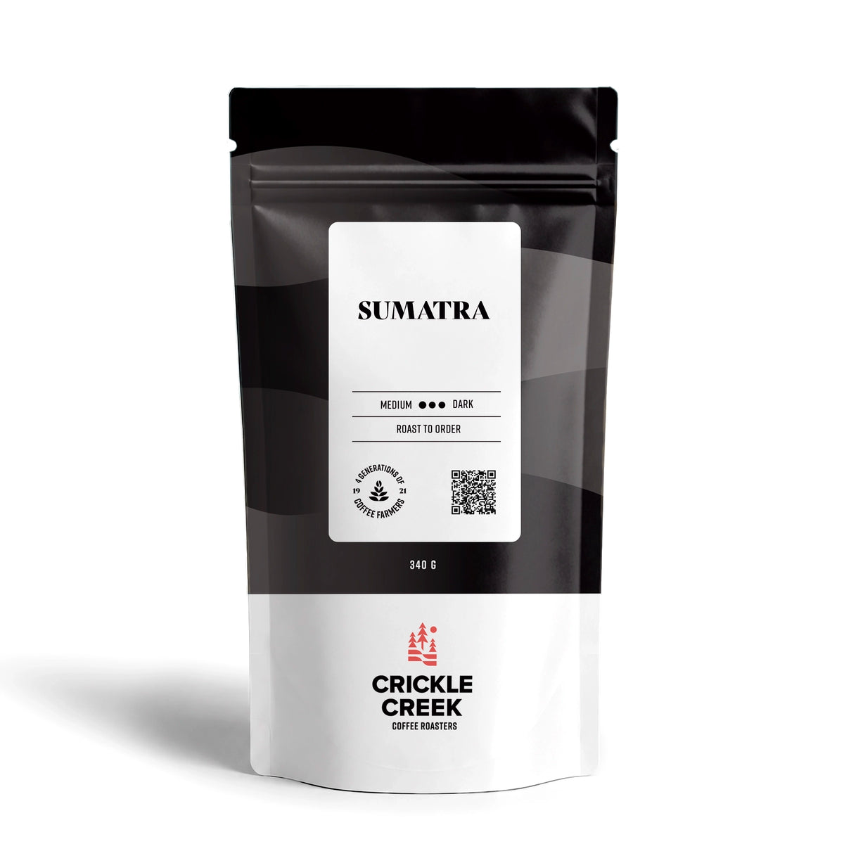 Crickle Creek Coffee Roasters Sumatra Specialty coffee beans dark roast, 340 g bag