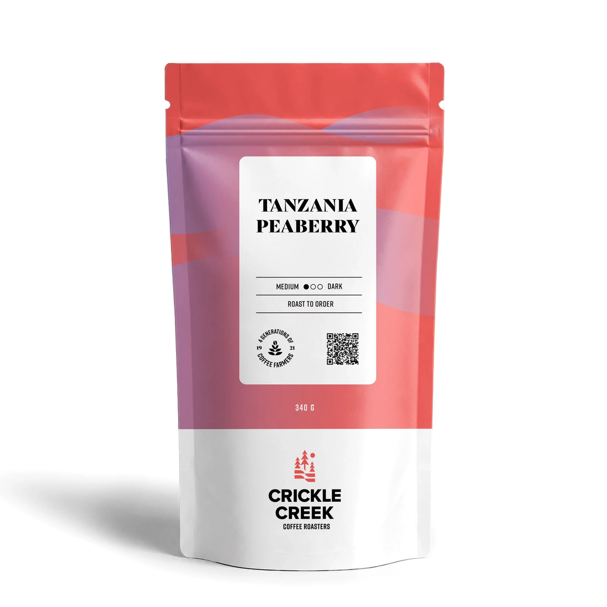 Crickle Creek Coffee Roasters Tanzania Specialty coffee beans blend medium roast, 340 g bag